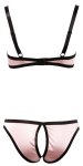 Cottelli Lingerie satynowy komplet różowy 75B/S biustonosz na fiszbinach i otwarte figi