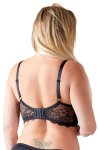 Cottelli Curves biustonosz z odkrytym biustem czarny 95E ozdobne paski i koronka