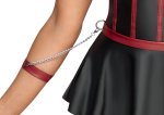 Cottelli Collection Bondage gorset longline z mankietami 85B/L czarny, czerwone akcenty