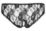 Cottelli Collection figi koronkowe z otwartą strefą, kwiatowy wzór czarny S