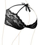 Cottelli Lingerie majteczki koronkowe z kokardą i paskami czarne L