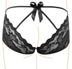 Cottelli Lingerie majteczki koronkowe z kokardą i paskami czarne L
