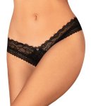 Obsessive Medilla stringi czarne XL/2XL z koronką i biżuteryjnym akcentem