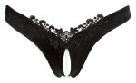 Cottelli Lingerie Majteczki Satynowe S czarne z haftem i perełkową dekoracją