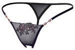 Cottelli Lingerie Stringi Siateczkowe S/M czarne z haftem i otwartym systemem