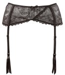 Cottelli Lingerie pas do pończoch M czarny haftowany, 4 regulowane szelki, transparentny