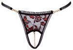 Cottelli LINGERIE Stringi M/L z koronką i zdejmowanym łańcuszkiem pereł