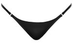Noir L/XL Stringi damskie czarne powerwetlook z rozpinanymi paseczkami i haczykami