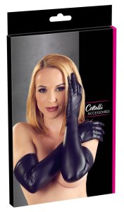 Cottelli Accessoires długie matowe rękawice czarne 90 cm, elastyczne, uniwersalne