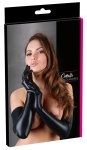 Cottelli Accessories długie rękawiczki wet look czarny S-L, matowe, elastyczne