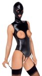 Bad Kitty Body Skorzane Ouvert z Maską 2XL czarne, regulowane paski i otwarte strefy