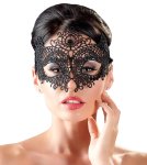 Cottelli Accessoires Maska Koronkowa na Oczy Czarna wiązana z haftem