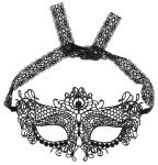 Cottelli Accessoires Maska Koronkowa na Oczy Czarna wiązana z haftem