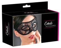 Cottelli Accessories Maska Koronkowa Czarna regulowana z wiązaniem na oczy