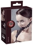 Fetish Collection knebel z anatomicznym elementem 12 cm, czarny, silikon, regulowany