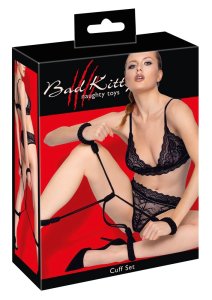 Bad Kitty Cuff Set Rope czarne linowe opaski na ręce i nogi, rozmiar 2, bawełna, regulowane