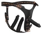 Bad Kitty Strap-On 3D model z trzema anatomicznymi elementami, czarny 2XL, regulacja klamrami
