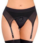 Bad Kitty Stringi z paskiem do pończoch L czarne, uchwyt O3,5cm, mikrofibra, regulowane szelki
