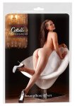 Cottelli LEGWEAR Rajstopy beżowe z czarnym szwem i otwartym kroczem 2, ozdobny obcas