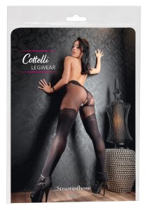 Cottelli LEGWEAR rajstopy czarne z eleganckim wzorem nad kolano 40/20 DEN, Oeko-Tex