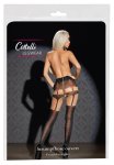Cottelli Legwear rajstopy z motywem szelek, czerwone kokardki, otwarta część M/L