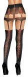 Cottelli Legwear rajstopy z motywem szelek, czerwone kokardki, otwarta część M/L