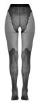 Cottelli LEGWEAR rajstopy czarne z koronką, bez części centralnej, efekt overknee 25/50 den
