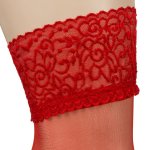 Cottelli Legwear Pończochy czerwone z ozdobną koronką 17 den L Oeko-Tex