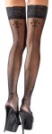 Cottelli Legwear Pończochy czarne z koronką i ozdobnym szwem tył 8 cm