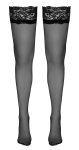 Cottelli Legwear Pończochy klasyczne czarne z szeroką koronką 20 den Oeko-Tex