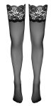 Cottelli Legwear Pończochy samonośne czarne z szeroką koronką 12 cm 20 den