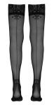 Cottelli Legwear Pończochy czarne z koronką i ozdobnym szwem tył 8 cm