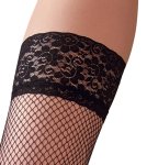 Cottelli Legwear Pończochy kabaretki czarne z koronką 10 cm i silikonem