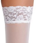 Cottelli Legwear Pończochy białe z szeroką koronką 20 den, silikonowe paski, Oeko-Tex