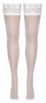 Cottelli Legwear Pończochy białe z szeroką koronką 20 den, silikonowe paski, Oeko-Tex