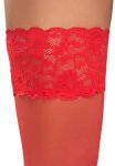 Cottelli Legwear Pończochy czerwone z koronką 20 den, silikonowy pasek, Classic Red Hold-up