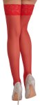 Cottelli LEGWEAR Pończochy czerwone samonośne z koronką 9 cm, 20 den, silikon, Oeko-Tex