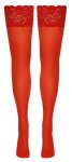 Cottelli LEGWEAR Pończochy czerwone samonośne z koronką 9 cm, 20 den, silikon, Oeko-Tex