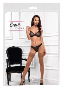 Cottelli LEGWEAR Pończochy beżowe z szeroką koronką 9 cm, silikon, 20 den, Oeko-Tex