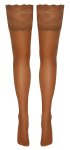 Cottelli LEGWEAR Pończochy beżowe samonośne z szeroką koronką 14 cm, 20 den, silikon