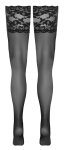 Cottelli LEGWEAR Pończochy samonośne czarne z szeroką koronką 14 cm, 20 den, silikon