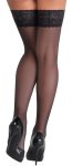 Cottelli LEGWEAR Pończochy czarne z koronką 8 cm, silikonowe paski, 20 DEN, Oeko-Tex
