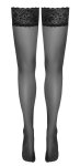 Cottelli LEGWEAR Pończochy czarne z koronką 8 cm, silikonowe paski, 20 DEN, Oeko-Tex
