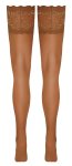 Cottelli LEGWEAR Pończochy samonośne beżowe z szeroką koronką 14 cm, 20 den, Oeko-Tex