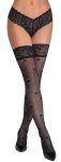 Cottelli LEGWEAR Pończochy czarne z koronką 9 cm i kwiatowym wzorem 20 den