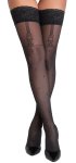 Cottelli LEGWEAR Pończochy czarne z kropeczkami i szelkami, koronka 8 cm, 40 den