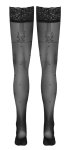 Cottelli LEGWEAR Pończochy czarne z kropeczkami i szelkami, koronka 8 cm, 40 den