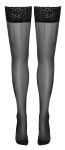 Cottelli LEGWEAR Pończochy czarne z koronką 9 cm i wzorem kropek 20 den