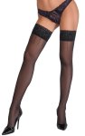 Cottelli LEGWEAR Pończochy czarne w kropki z szeroką koronką 9 cm, 20 den