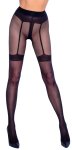 Cottelli Legwear rajstopy czarne 30 den z wzorem pończoch, open crotch, imitacja pasa